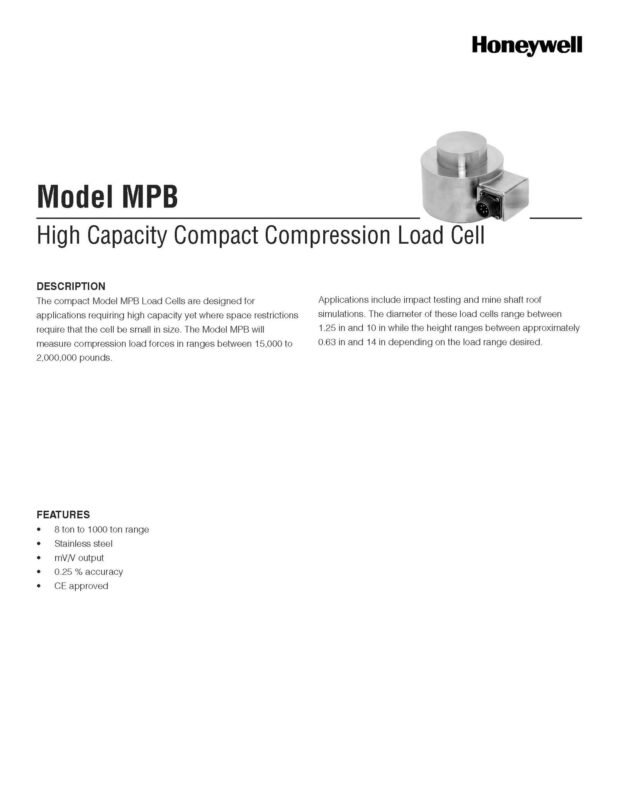 Honeywell / Model MPB / High Capacity Compact Compression Load Cell ...