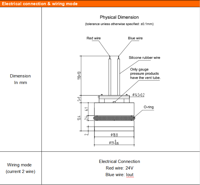 Current Output Pressure Sensor 4~20mA output PCM50 Current Output Pressure Sensor 4~20mA output PCM50