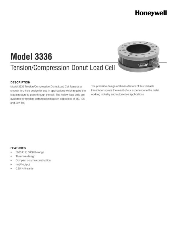 Honeywell / Model 3336 / 인장/압축 도넛형 로드셀 - KSENSORS : 케이센서스