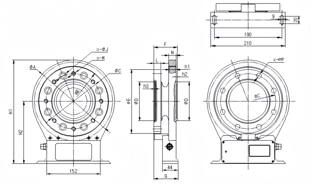 CL1-106 Flange Disc Dynamic Torque Sensor Dimensions