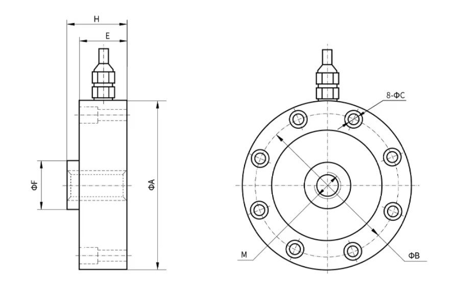 PPM227-LS3-2 Pancake Universal Load Cell Dimensions