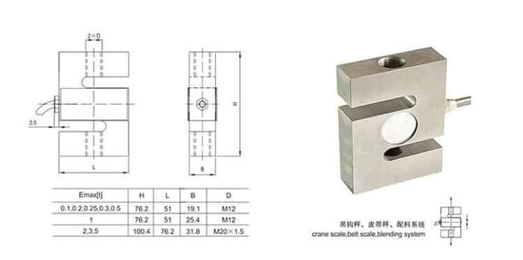 MLC301 S type tension load cell dimension