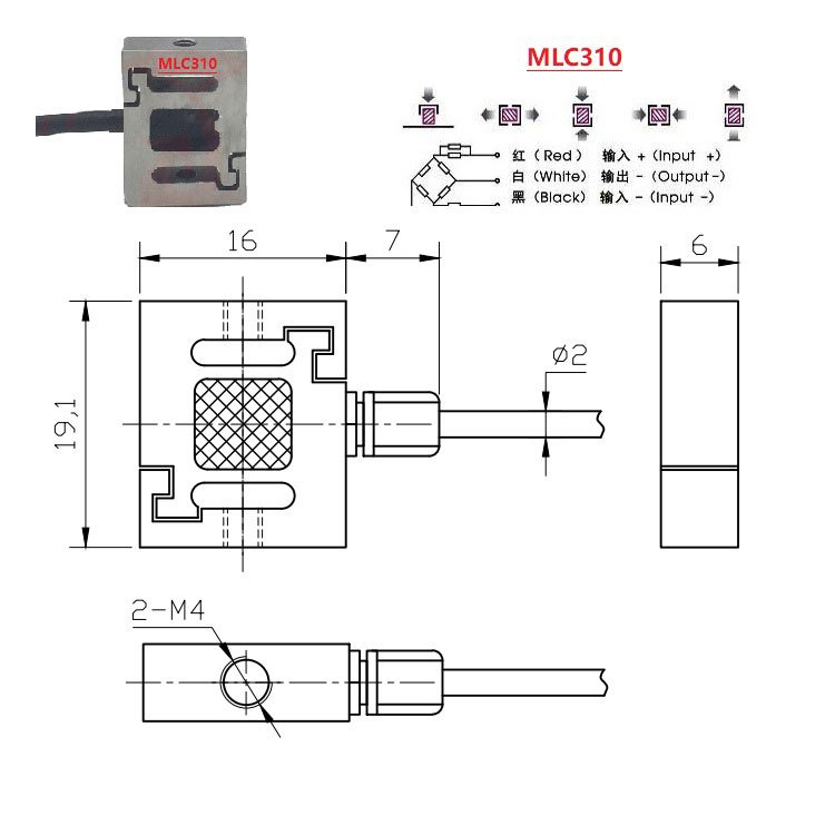 MLC310 micro tension sensor dimension