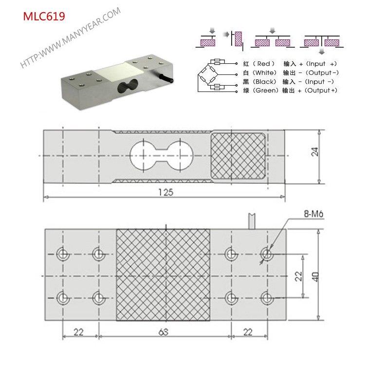 MLC619 platform scale weight sensor Dimensions