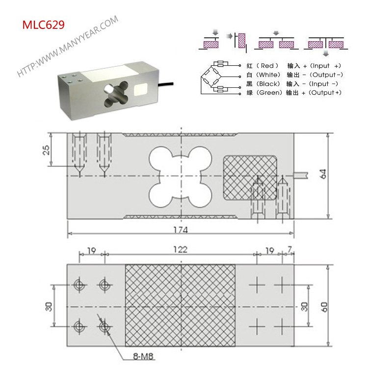 MLC629 packing scale load cell Dimensions