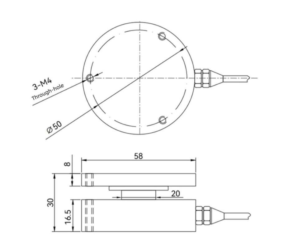 AM41F Dia58*H30mm Miniature Flat Membrane Box Load Cell 50kg 100kg 200kg 300kg 500kg