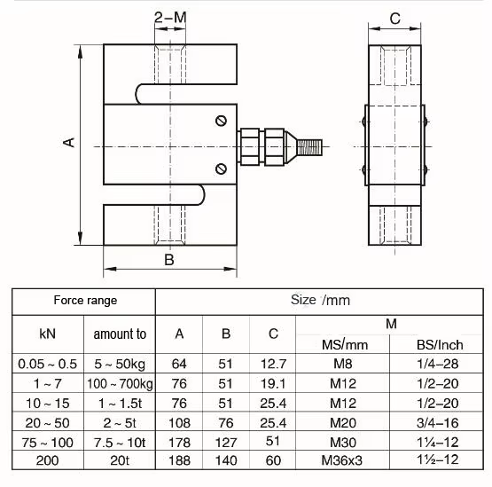 T52A tension load cell-Drawing