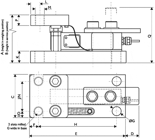 Load Cell Vessel Mount Outline Drawing