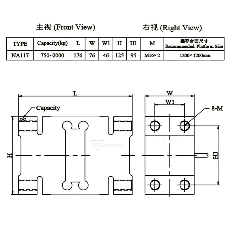 Aluminum parallel beam Single Point Load Cell Sensor