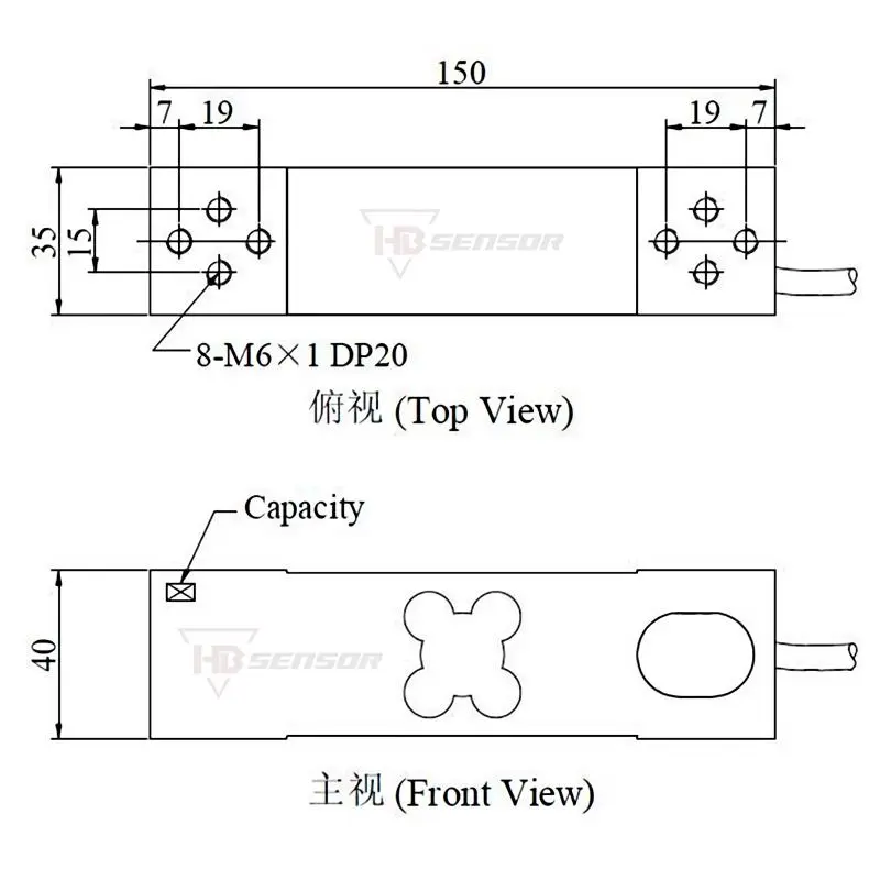 Single Point Types of Strain Gauge Load Cell Weighing Sensor for size